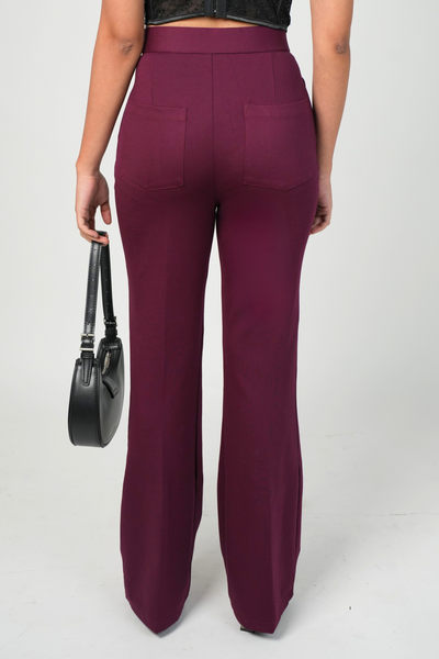 Swiss Sculpt Stretchable BootCut Flare Pants - Wine