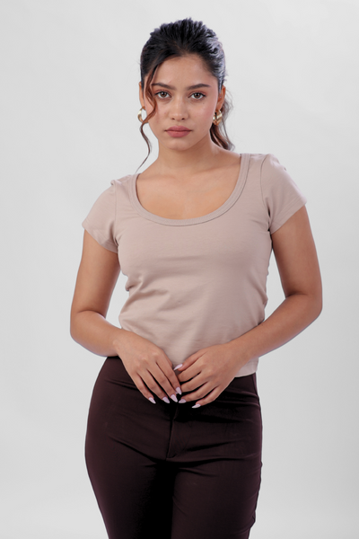 Vayra Scoop Neck Top - Mocha Mousse