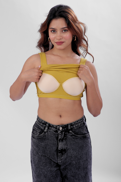 The 'Unhooked' Inbuilt Bra Top - Mustard Yellow