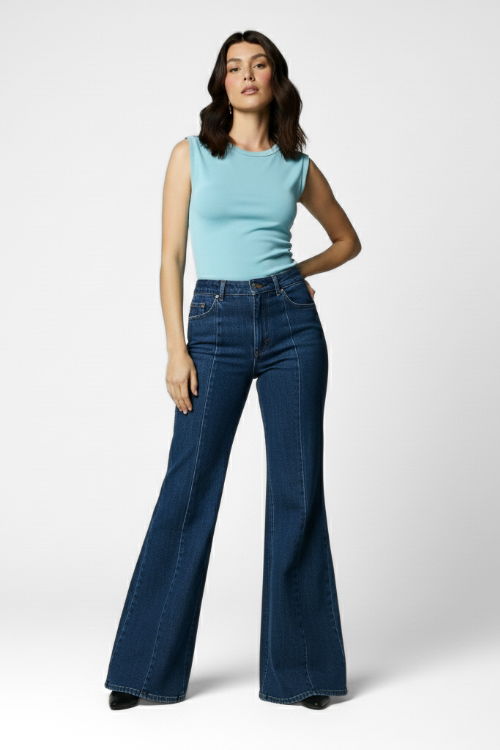Muse Backless Inbuilt Bra Top - Ice Blue