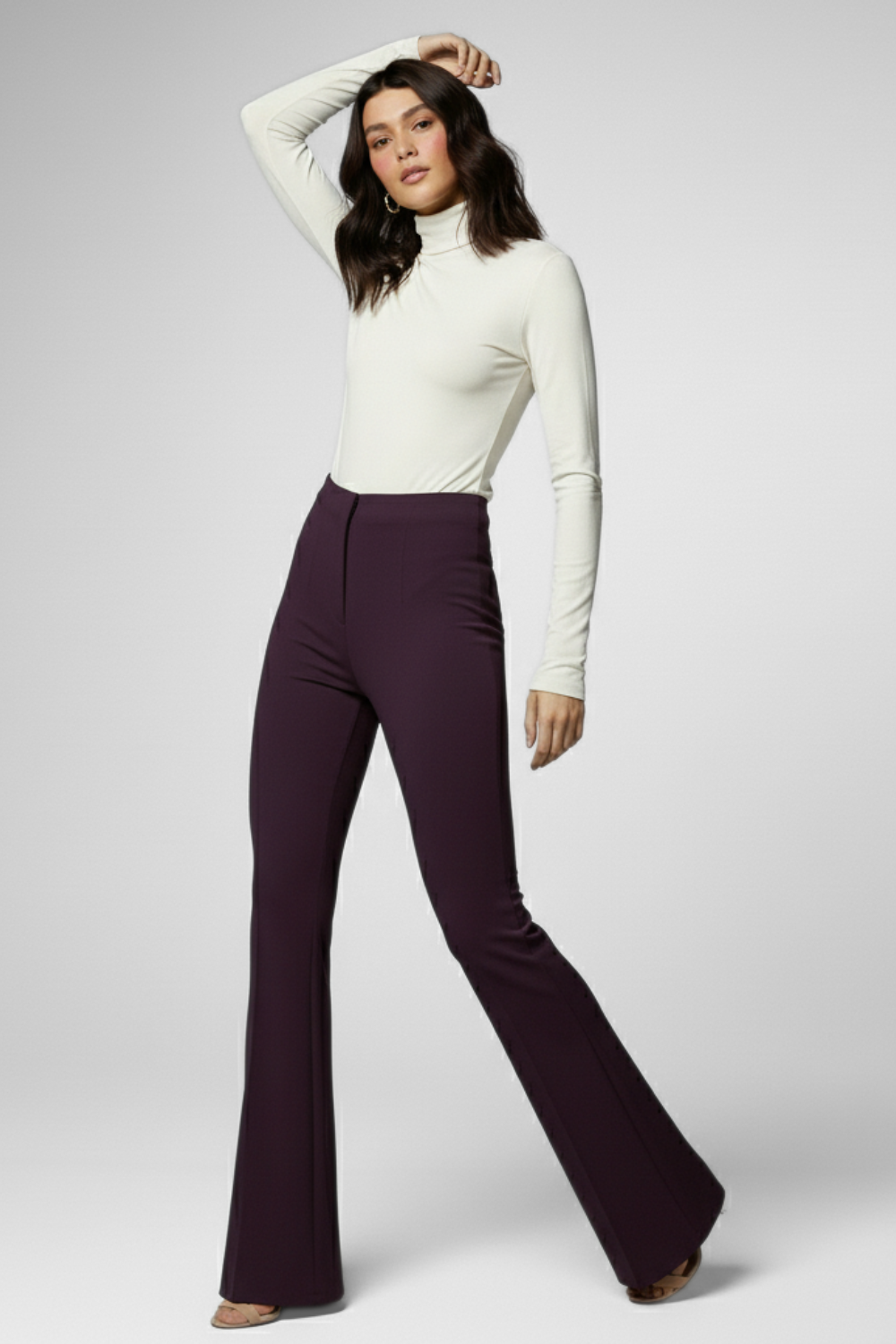 Ivy Sculpted High Waist Bootcut Trousers - French Wine