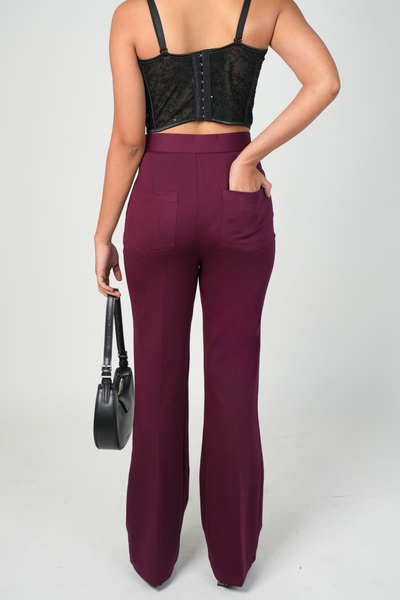 Swiss Sculpt Stretchable BootCut Flare Pants - Wine