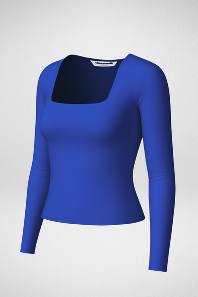 Cozee Square Neck Full Sleeves Top - Ink Blue