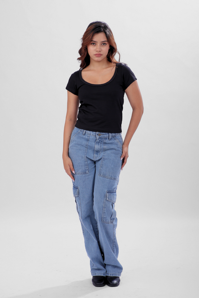 Vayra Scoop Neck Top - Black