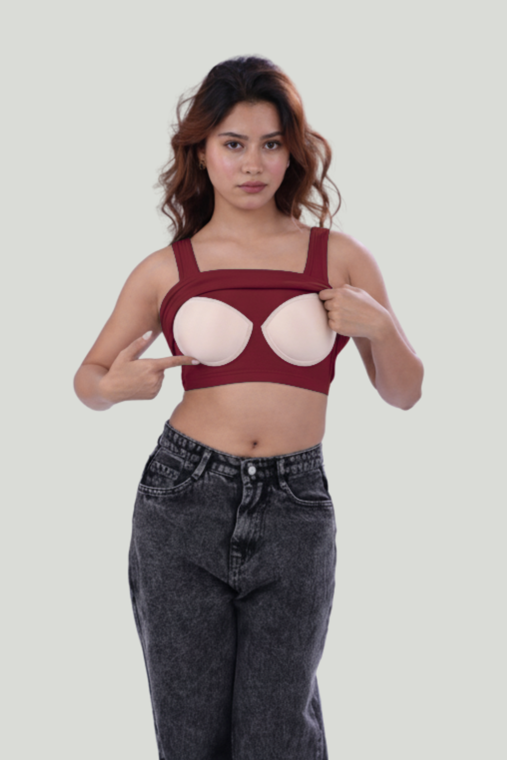 The 'Unhooked' Inbuilt Bra Top - Deep Red