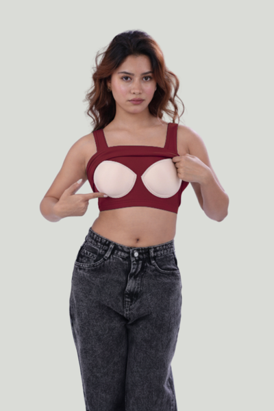 The 'Unhooked' Inbuilt Bra Top - Deep Red