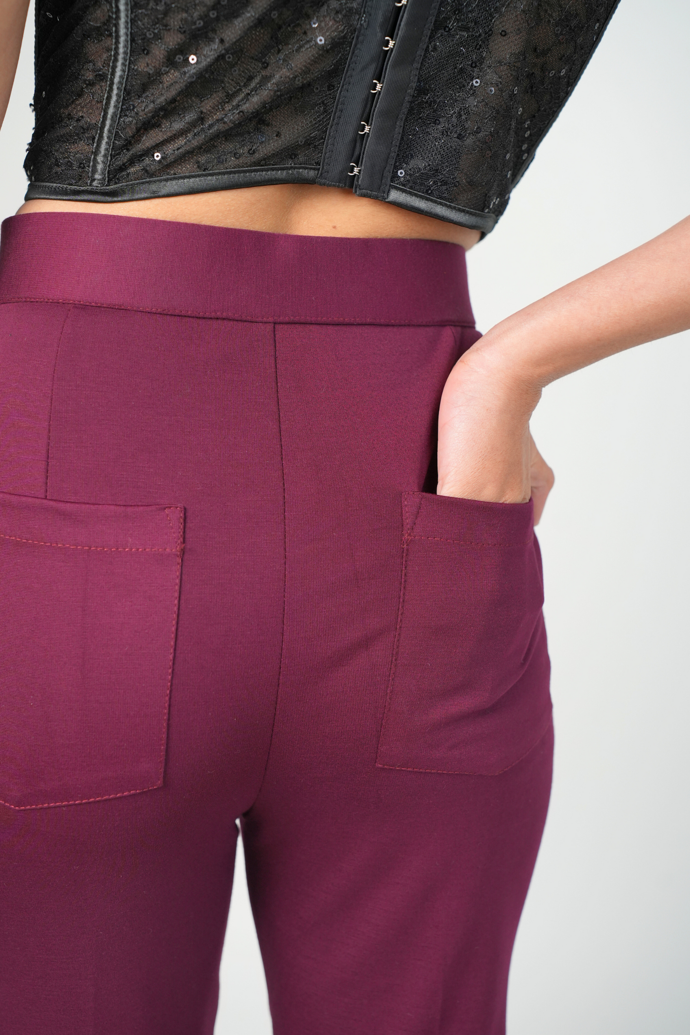 Swiss Sculpt Stretchable BootCut Flare Pants - Wine