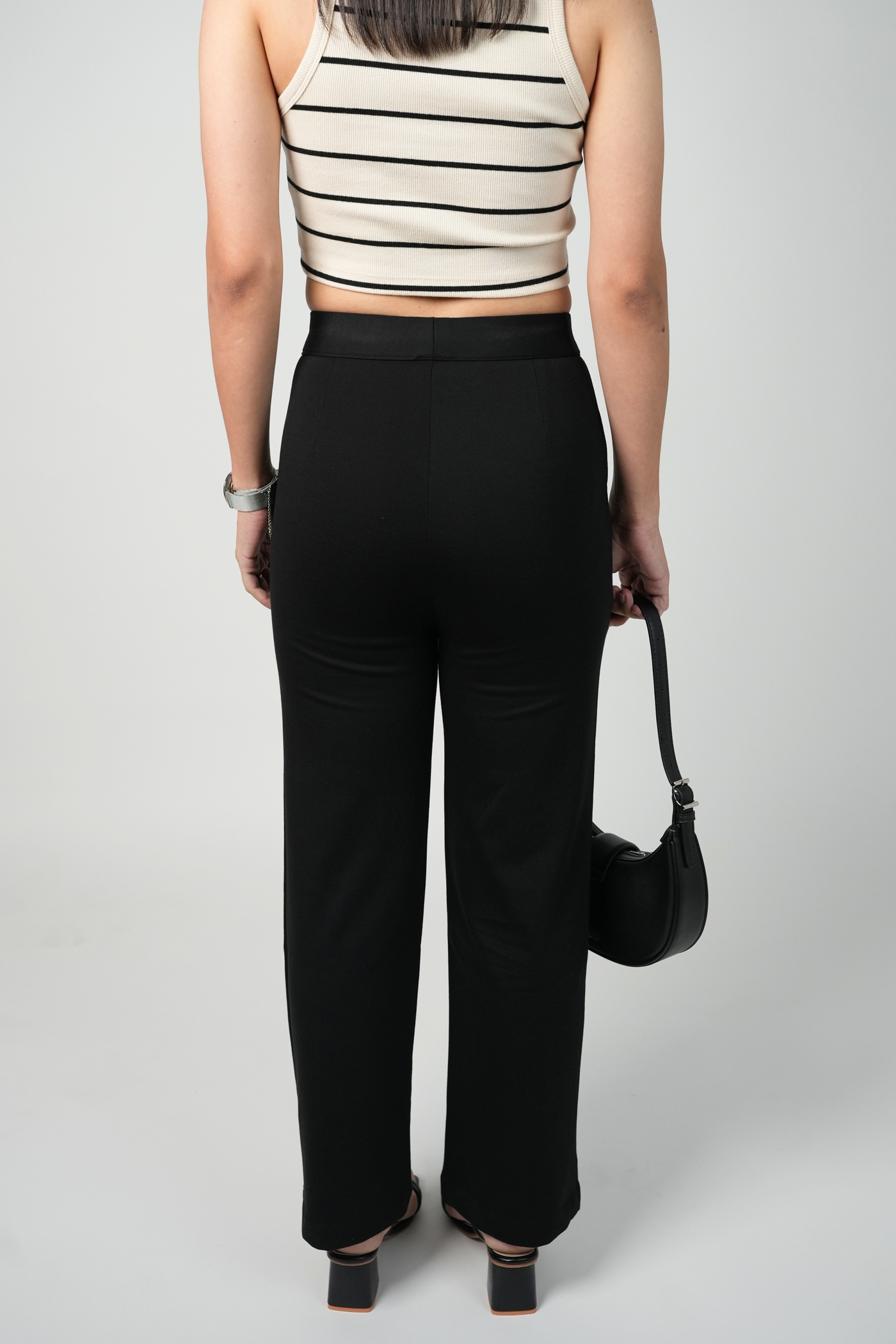 City Sleek High Waist Straight Fit Pants - Black