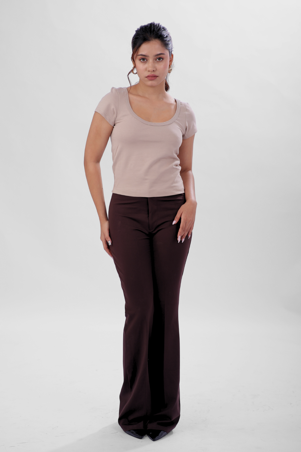 Vayra Scoop Neck Top - Mocha Mousse