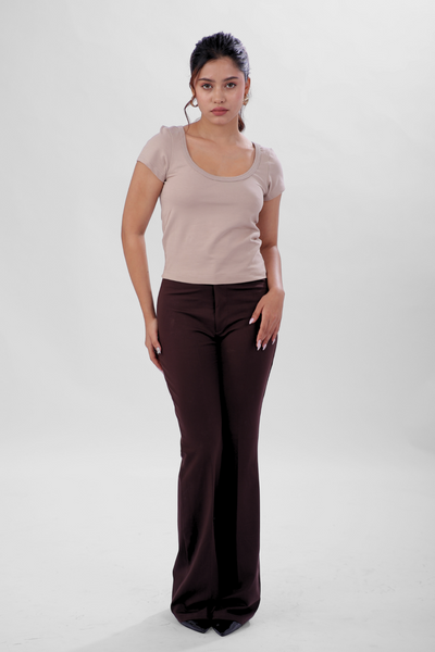Vayra Scoop Neck Top - Mocha Mousse