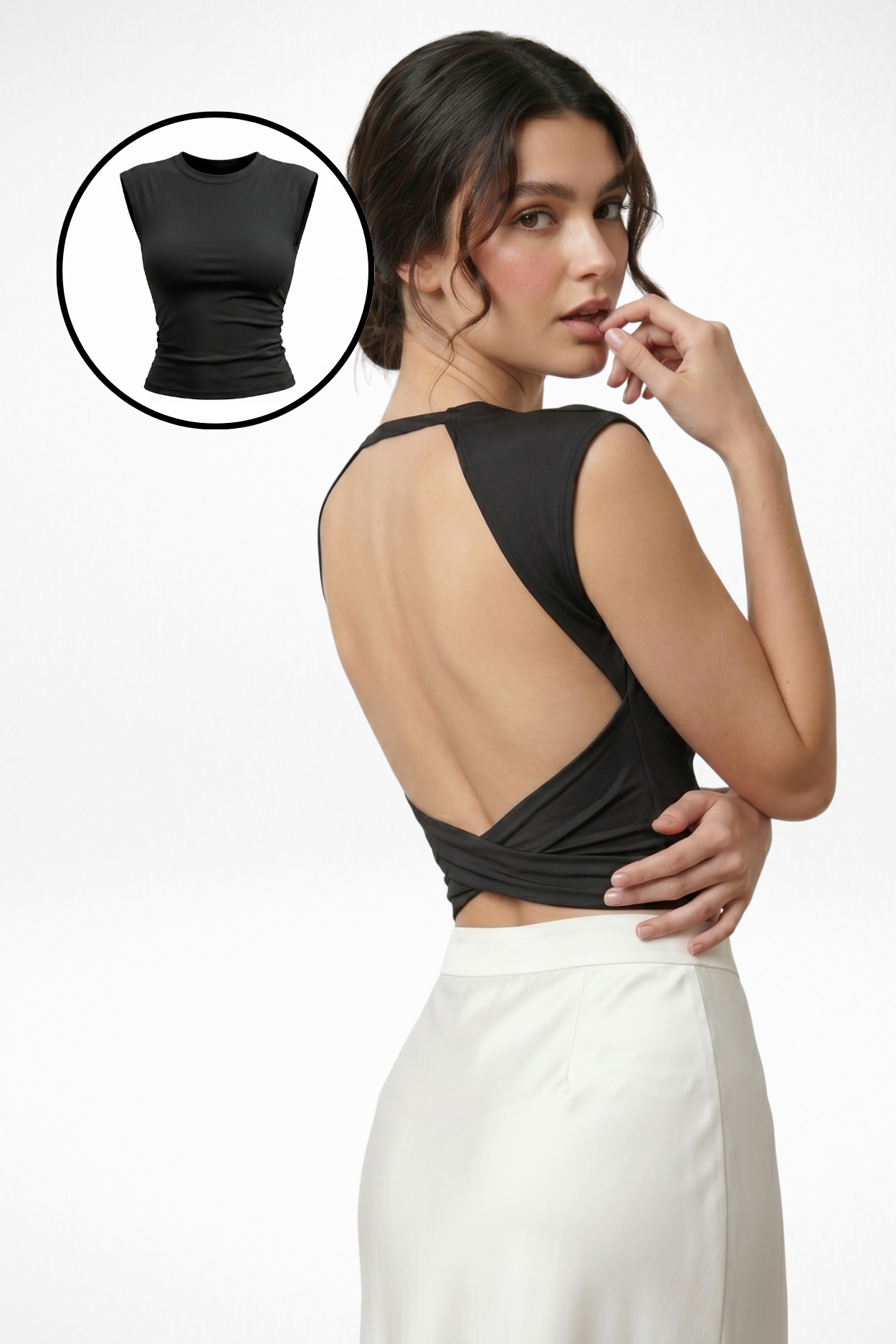 Muse Backless Inbuilt Bra Top - Jet Black