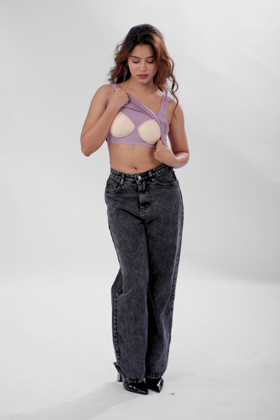 The 'Unhooked' Inbuilt Bra Top - Dusty Lilac