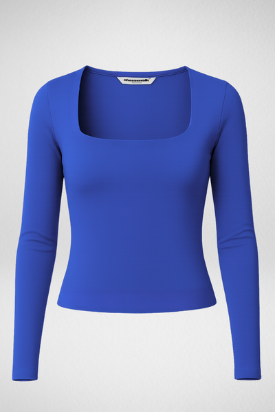 Cozee Square Neck Full Sleeves Top - Ink Blue