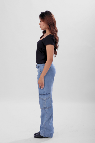 Vayra Scoop Neck Top - Black