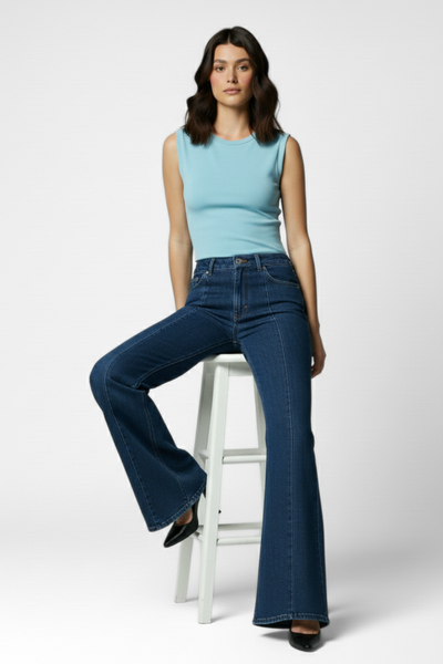 Muse Backless Inbuilt Bra Top - Ice Blue