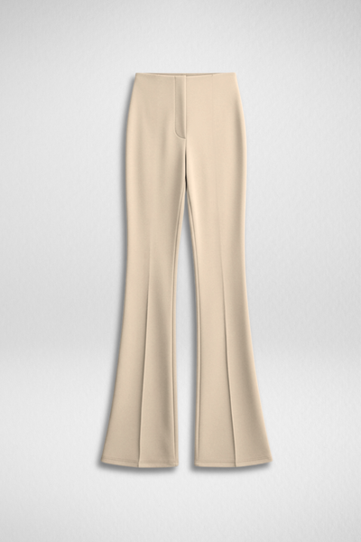Ivy Sculpted High Waist Bootcut Trousers - ButterCream Beige