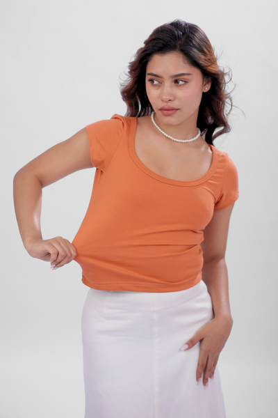 Vayra Scoop Neck Top - Rust