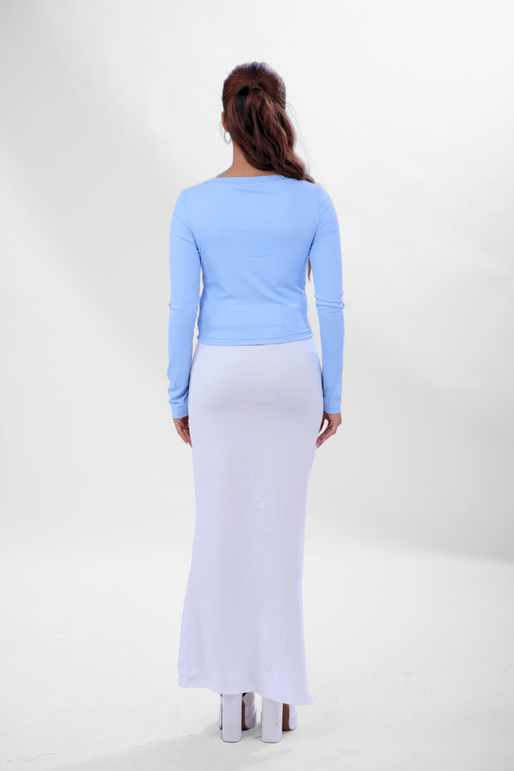 Ribelle Henley Button Up Top - Frost Blue