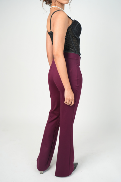 Swiss Sculpt Stretchable BootCut Flare Pants - Wine