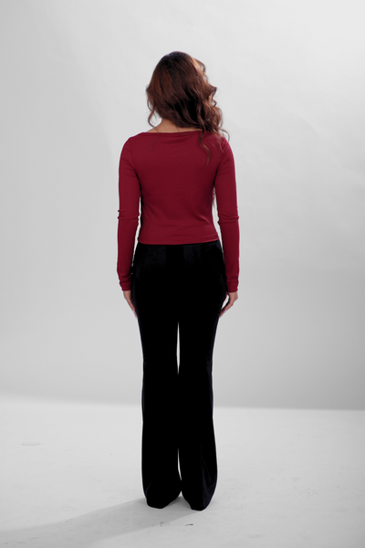 Ribelle Henley Button Up Top - Cherry Red