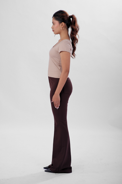 Vayra Scoop Neck Top - Mocha Mousse
