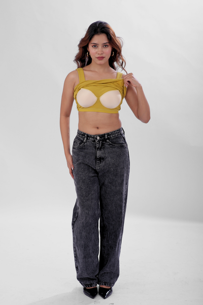 The 'Unhooked' Inbuilt Bra Top - Mustard Yellow