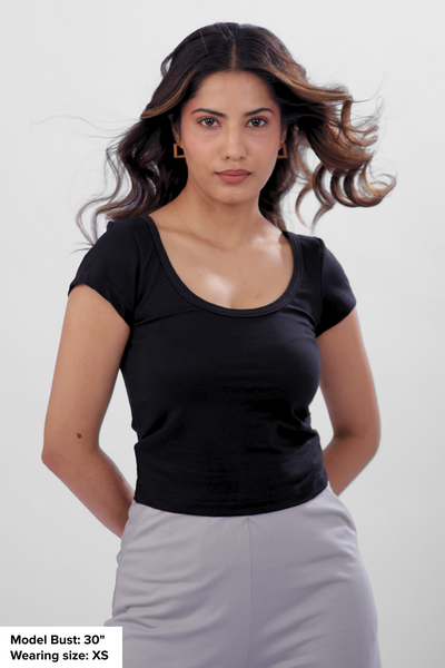 Vayra Scoop Neck Top - Black