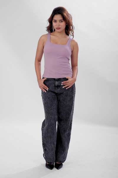 The 'Unhooked' Inbuilt Bra Top - Dusty Lilac