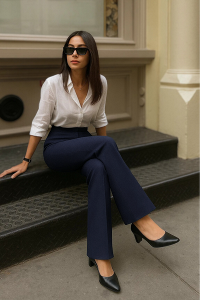 Swiss Sculpt Stretchable BootCut Flare Pants - Navy Blue