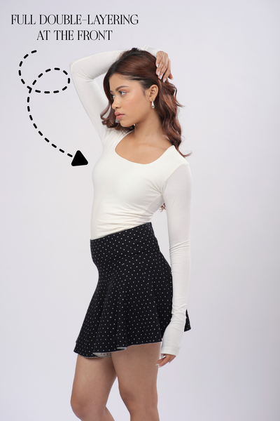 Cozee Square Neck Full Sleeves Top - Egg White