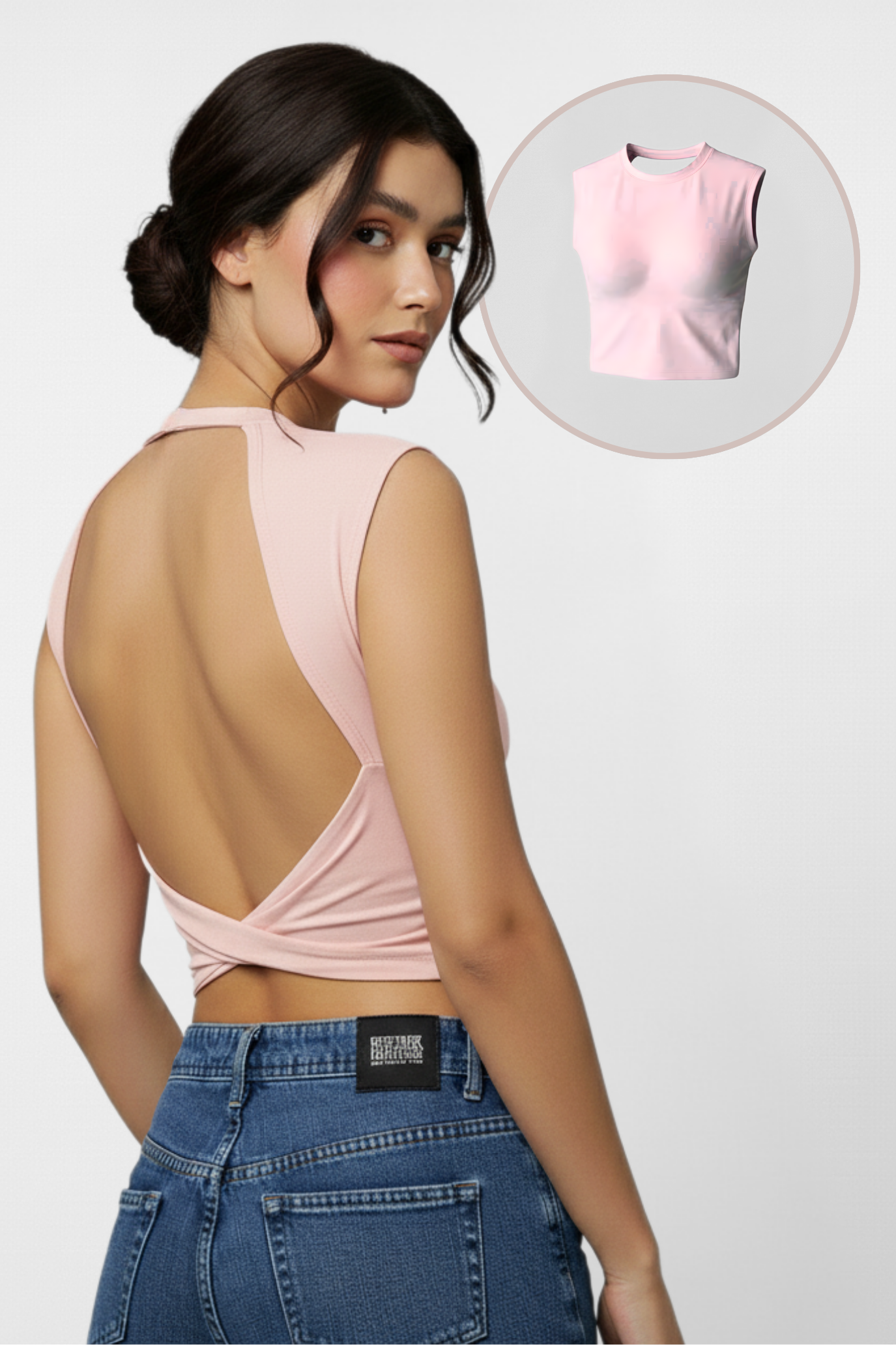 Muse Backless Inbuilt Bra Top - Blush Pink
