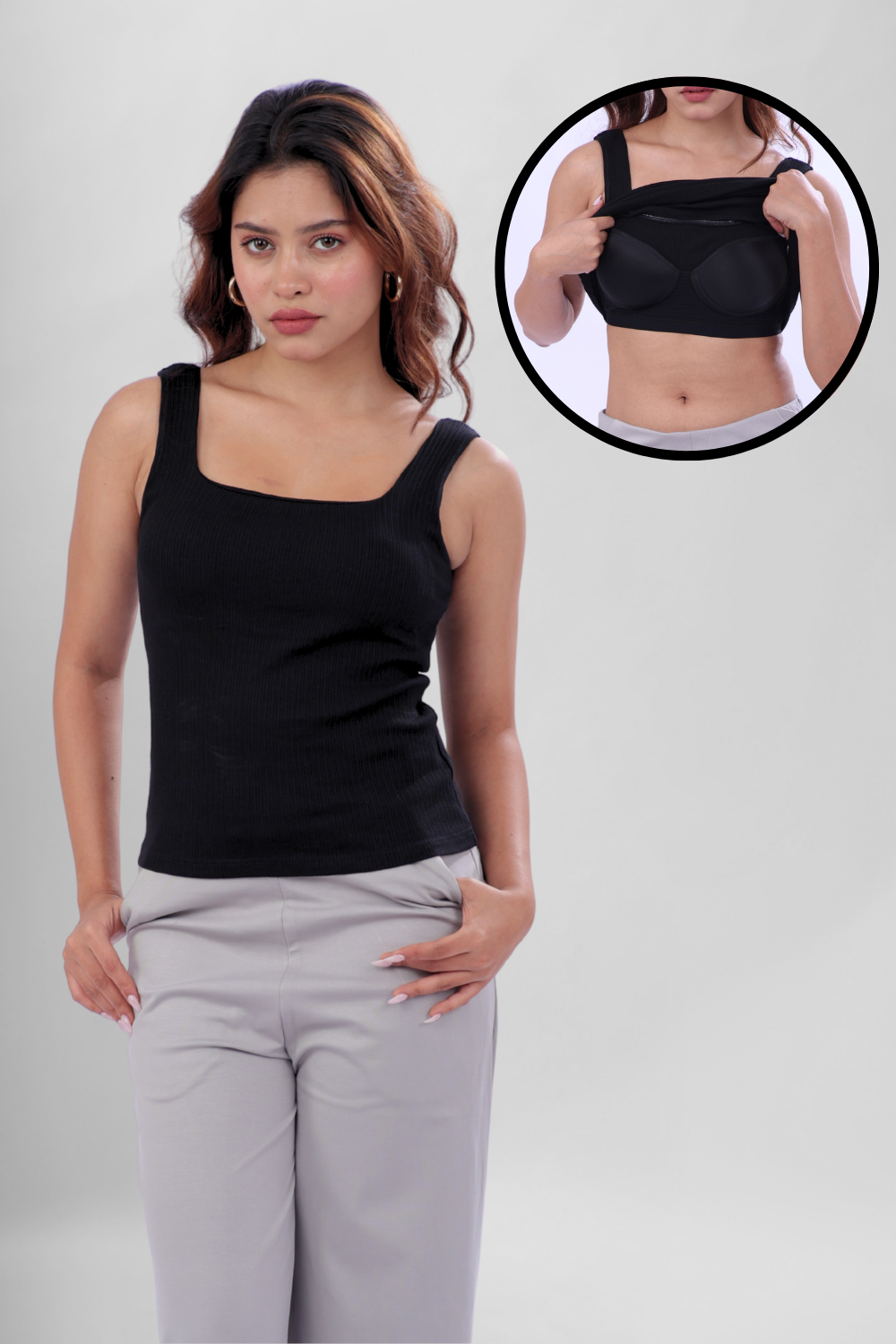 The 'Unhooked' Inbuilt Bra Top - Black