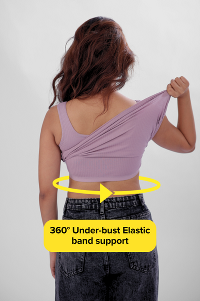 The 'Unhooked' Inbuilt Bra Top - Dusty Lilac