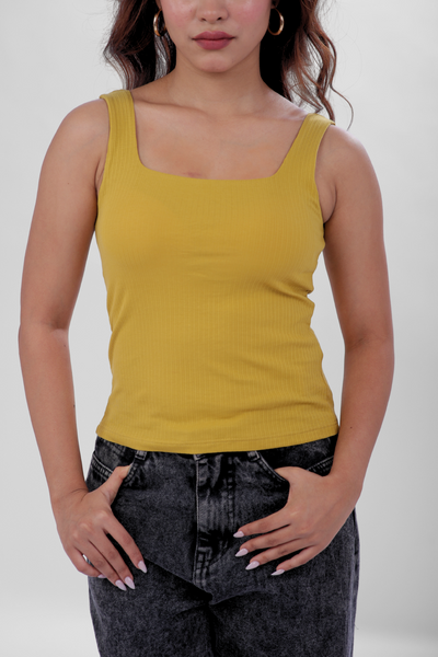 The 'Unhooked' Inbuilt Bra Top - Mustard Yellow