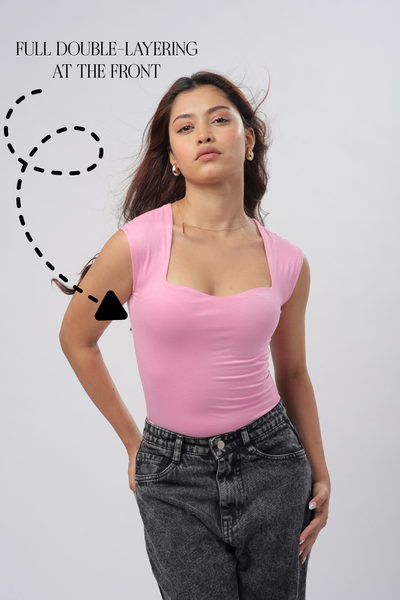 Sia Sweetheart Neckline Top - Baby Pink
