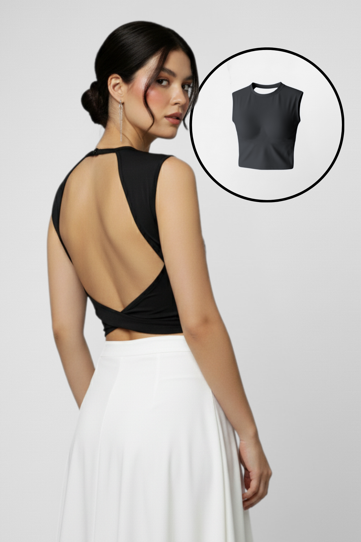 Muse Backless Inbuilt Bra Top - Jet Black