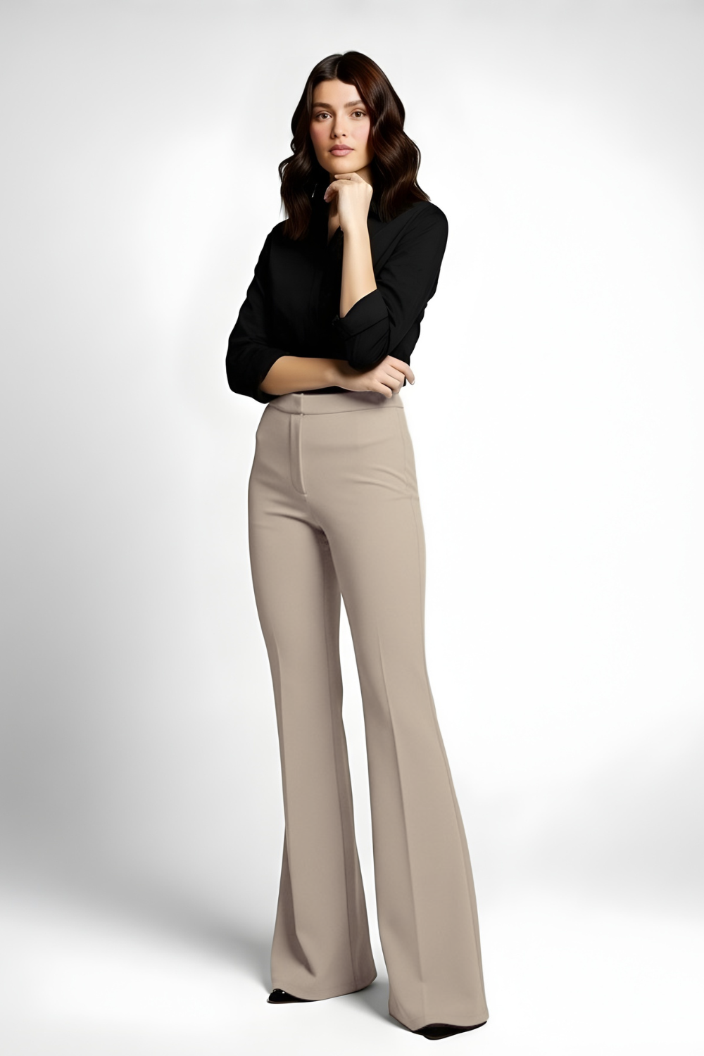 Swiss Sculpt Stretchable BootCut Flare Pants - Khaki