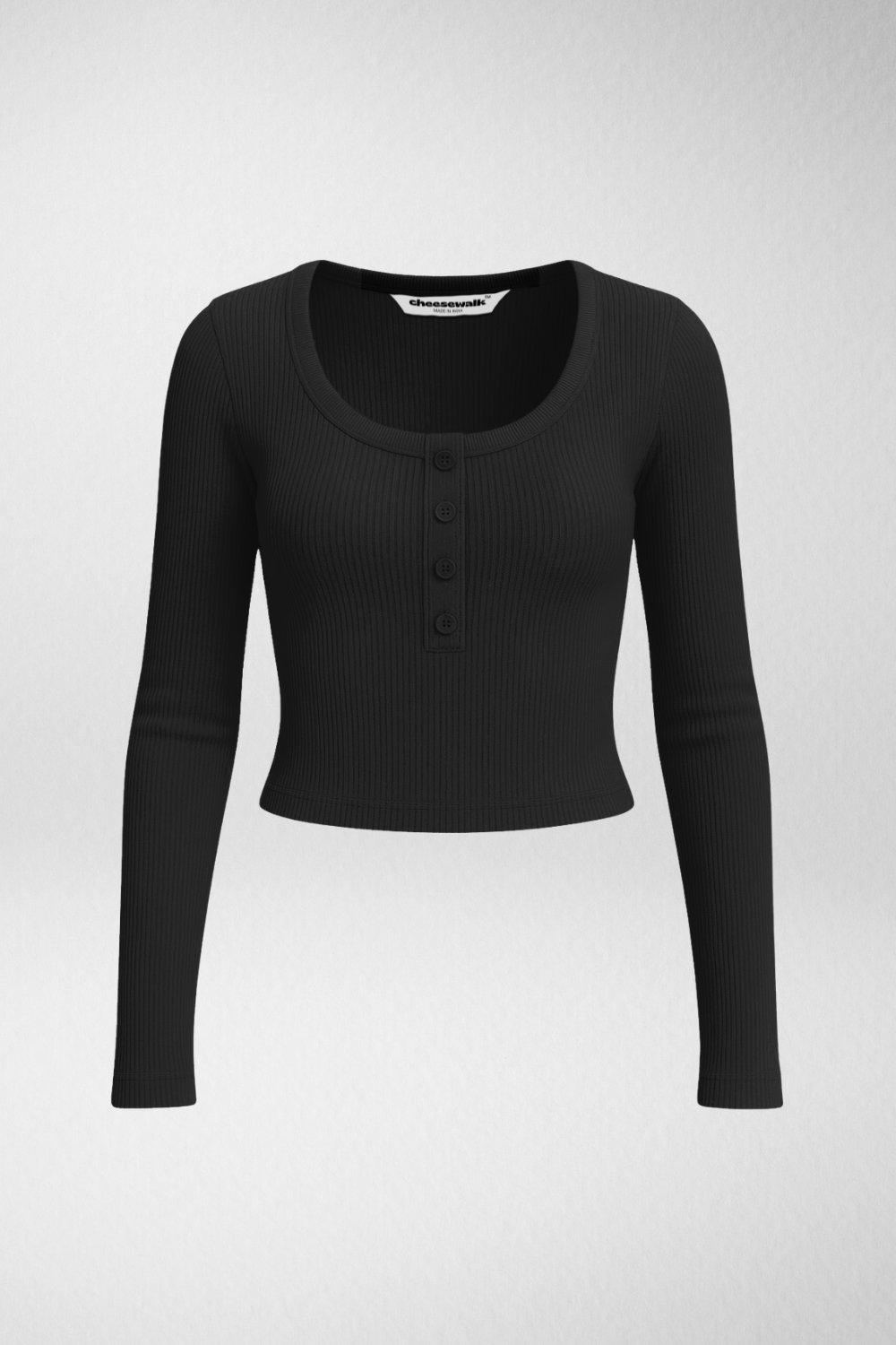 Ribelle Henley Button Up Top - Midnight Black