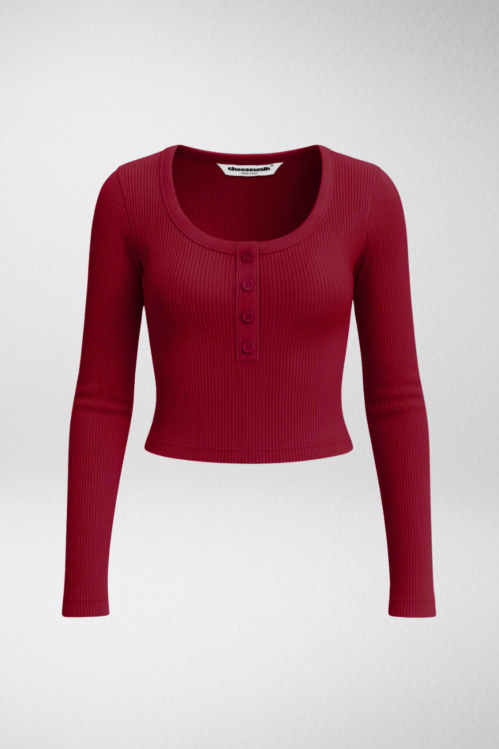 Ribelle Henley Button Up Top - Cherry Red