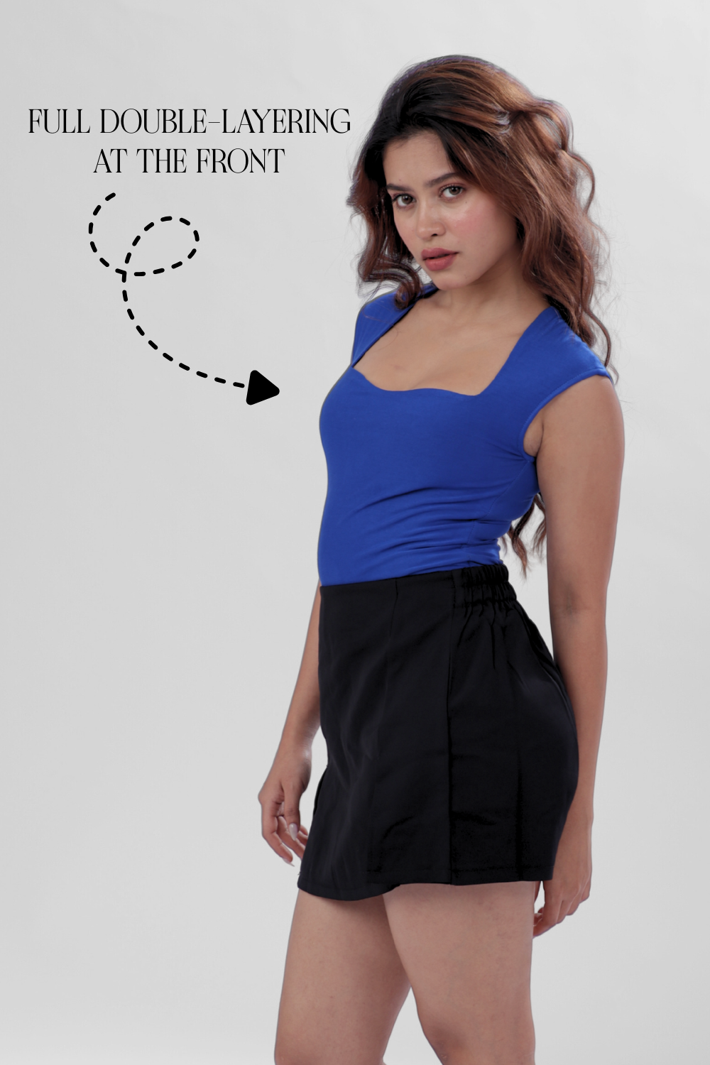 Sia Sweetheart Neckline Top - Ink Blue
