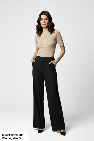 Boss Babe High Waist Wide Leg Pants - Black